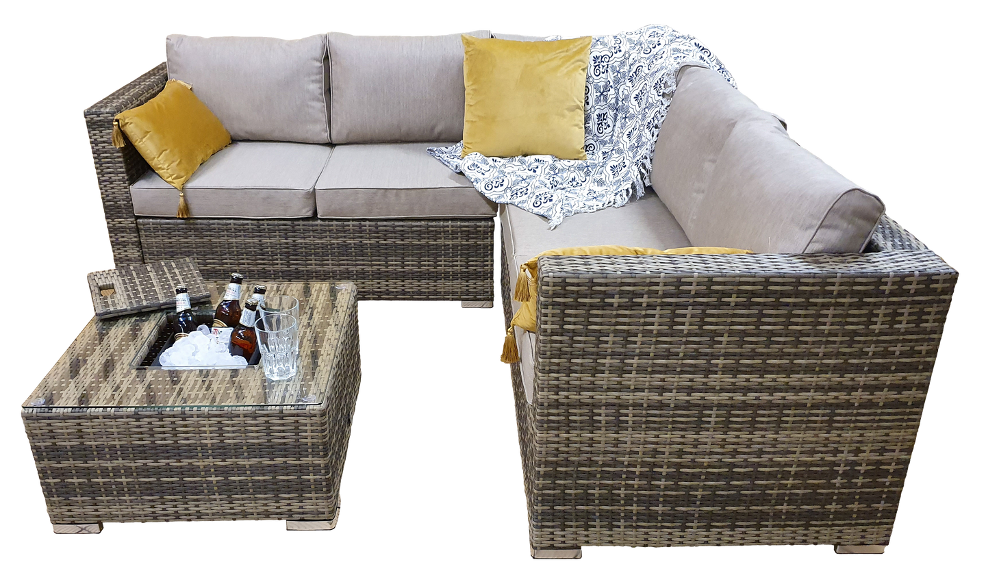 Signature Weave - Outdoor Furniture - Georgia Corner Sofa With Ice Bucket In Coffee Table